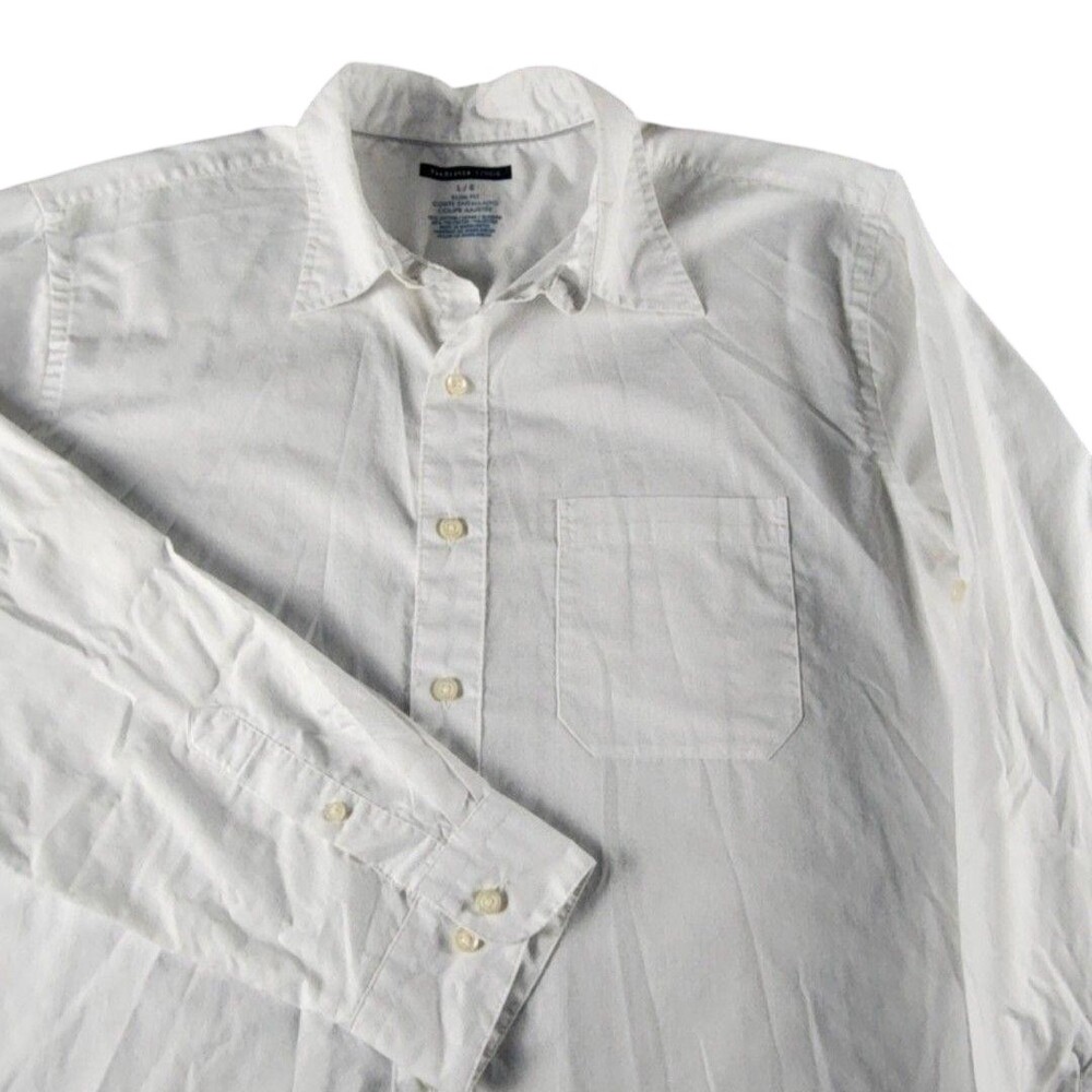 Van Heusen Studio Dress Shirt Mens Large White Stripe Slim Fit Long Sleeve